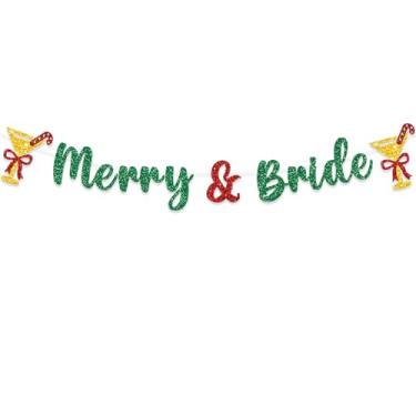 Imagem de Merry Bride Christmas Bridal Shower Banner Holiday Wedding Bachelorette Party Martini Garlands Mantel Font Decorações de parede