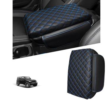 Imagem de Capa de console central para Jeep Wrangler JL 2018-2025 & Gladiator JT 2020-2025 Capa de apoio de braço de 3 cm de espessura Almofada protetora de tampa de descanso de braço com bolsos Stroage