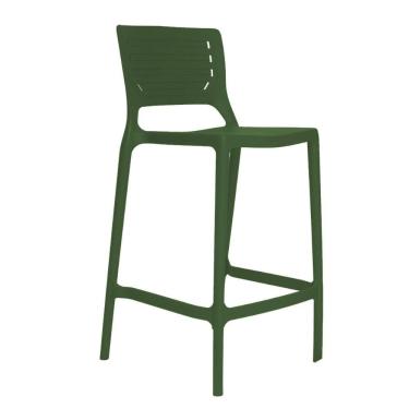 Imagem de Banqueta Alta Cozinha Verde Musgo Empilhável Saturno em Polipropileno Acrilys