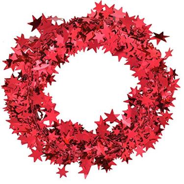 Imagem de Generic Guirlanda de Fio de Estrela Pequena, Fácil de Moldar, Decoração Artesanal de Estrela Espelhada, 7.5m por Rolo para árvore de Natal, Ouro, Prata, Vermelho, Azul, Rosa, Vermelho (Vermelho)