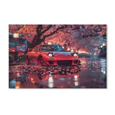 Imagem de HouLaiZhe Modificado Rx7 Jdm carro flor de cerejeira pôsteres tela estética sala decoração de parede impressões galeria sala decoração de parede para quarto sala de estar escritório 11 x 17 polegadas
