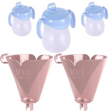 Imagem de Conjunto de 2 Suporte para Filtro de Café 103 Rosa + 3 Copo Infantil Plástico Azul 310ml