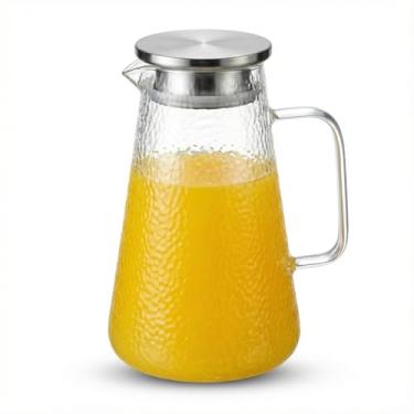 Imagem de Jarra de Vidro Borossilicato Premium com Tampa Inox, 1.5L, Transparente, Resistente a Temperatura -20°C a 150°C, 24x14x9cm, para Bebidas Quentes e Frias