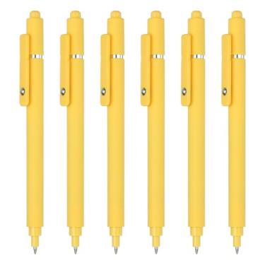Imagem de PATIKIL 6 canetas de gel retráteis, tinta preta de 0,5 mm, ponta fina, escrita suave, linda caneta estética de secagem rápida para escritório, casa, diário, anotações, suprimentos, amarelo