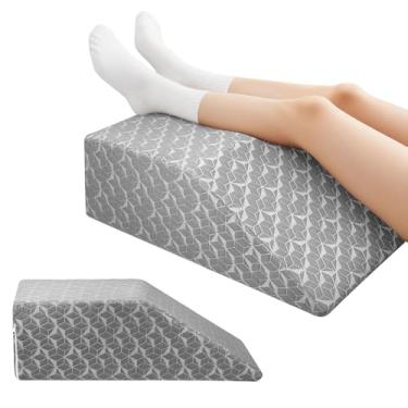 Imagem de SUBCULTUREPICK Travesseiros de elevação de perna, travesseiro de cunha para pós-cirurgia, suporte de perna ajustável de 20 cm, cuidado confortável para dor nos tornozelos do joelho, quadril e