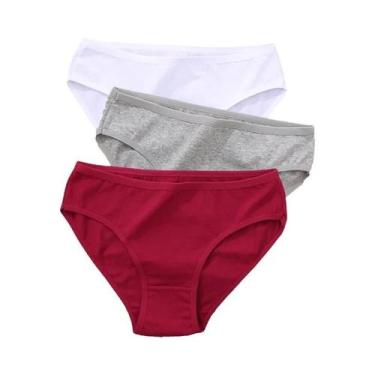 Imagem de Conjunto De 3 Calcinhas De Algodão Femininas Com Design Jacquard, Core