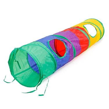 Imagem de Túnel de gato dobrável com brincadeira interativa tubo brinquedo pop-up para filhote cachorro coelho patchwork