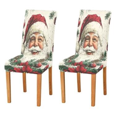 Imagem de SEHANY Conjunto de 2 capas de cadeira de gnomo de Papai Noel para sala de jantar, elástico, removível e lavável, para cozinha, hotel, festa, decoração de Natal