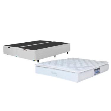 Imagem de Cama Box Queen Size Mga Universal E Colchão Umafelx Itália Bege E Branco