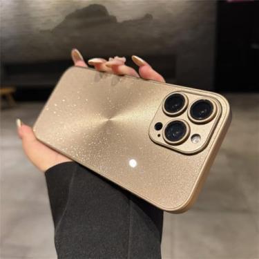 Imagem de Capa com textura brilhante para iPhone 16, 15, 14, 13, 12, 11 Pro Max, proteção para lente, cor ouro do deserto, compatível com iPhone 12 Pro.