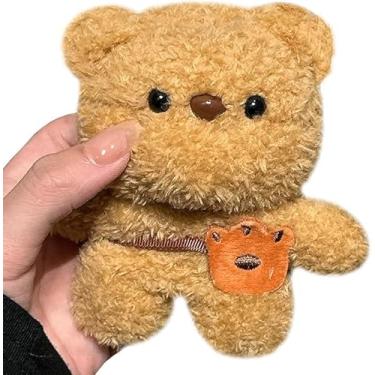 Imagem de SGVAHY Capa peluda para AirPods 4, divertida e fofa desenho 3D de pelúcia mochila urso de pelúcia macio quente capa fofa chaveiro capa protetora anti-queda mulheres meninas