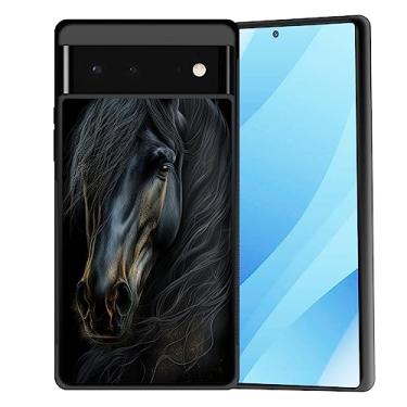 Imagem de BFUKVOU Capa para Pixel 7, capa protetora à prova de choque de policarbonato rígido + TPU macio, antiderrapante, ultrafina, à prova de choque para Google Pixel 7 de 6,3 polegadas, cavalo preto