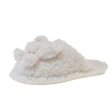 Imagem de Pantufas femininas com laço de sola macia para outono inverno casual e conforto moderno, Branco, 36