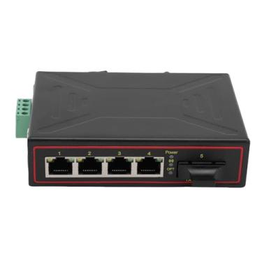 Imagem de EBTOOLS Switch Ethernet Industrial, 1 Porta óptica 4 Portas Ethernet 10 100 Mbps, Com Módulo SFP Hot Swappable, para Conversão de Rede de Fibra óptica Gigabit de até 120 Km