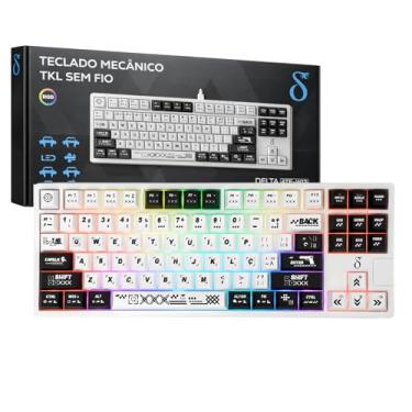 Imagem de Teclado Mecânico Gamer TKL RGB 90 Teclas Compacto, Sem Fio Conexão 3 em 1 USB 2.4G Bluetooth, Switch Red Vermelho Anti-Ghosting Ergonômico, para Setup Gamer Produtividade e Jogos, Preto e Branco