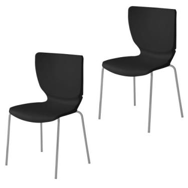 Imagem de Kit 2 Cadeiras Empilháveis Base Aço Tubular Mono - Prima Design