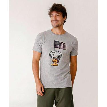 Imagem de Camiseta Masculina Manga Curta Snoopy Cinza-18291, Cinza, GG