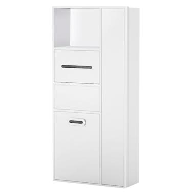 Imagem de Nichos de aço inoxidável, nichos de banheiro, caixote de lixo escondido ao lado de nichos de banheiro, prateleiras de armazenamento de cozinha para sala de estar, jardim, locais públicos (cor: branco