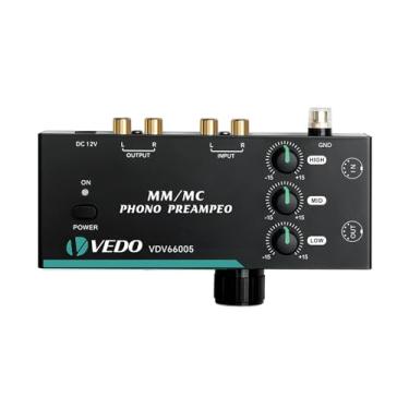 Imagem de Pré-Amplificador Phono para Toca-Discos, Compatível com Cápsulas MM/MC, Ajuste de 3 Bandas(Graves, Médios, Agudos),Saídas RCA e XLR de 5 Pinos, Saída para Fone de Ouvido 3,5mm, Circuito de Baixo Ruído