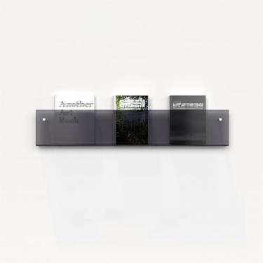 Imagem de Porta-revistas de acrílico montado na parede - Suporte de folheto preto e suporte de exibição de livros para discos de vinil, prateleira de jornal de quarto infantil, organizador de papel e caderno