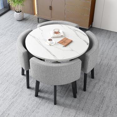 Imagem de Conjunto de mesa de jantar quadrada com cadeiras, mesa de conferência moderna, combinação de mesa de recepção e cadeira, com 1 mesa e 4 cadeiras, mesa de bar de café da manhã, para sala de estar
