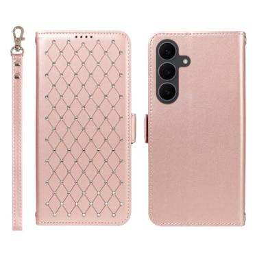 Imagem de KYFSJPT Capa carteira para Samsung Galaxy S25 FE com bloqueio RFID, compartimentos para cartões, alça de pulso destacável e capa flip - Samsung Galaxy S25 FE (6,7 polegadas) rosa