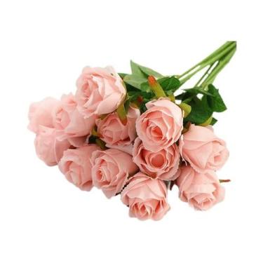 Imagem de Rosas De Seda De Veludo Flores Artificiais Com Cabos Longos Para Decor
