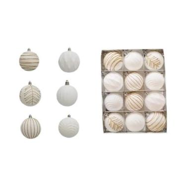 Imagem de Enfeites De Natal Em Vermelho Vinho, Verde Escuro E Branco, 6/12 Peças