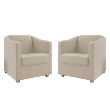 Imagem de Kit 2 Poltronas Decorativa Tilla Suede Bege DalPoz Estofados