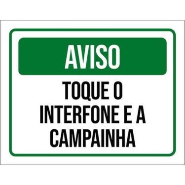 Imagem de Kit 5 Placas Aviso Toque Interfone Campainha Verde - Sinalizo