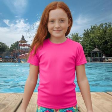 Imagem de Camisa Térmica Infantil Menina Manga Curta Proteção Solar Segunda Pele
