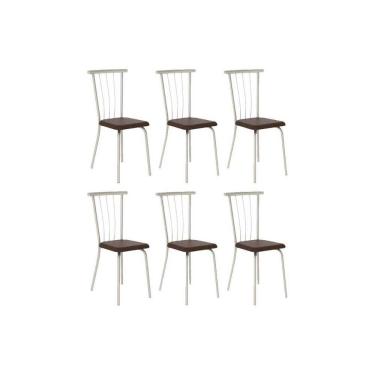 Imagem de Cadeira De Cozinha 154 Aço Kit 6 Uni Prata/corano Cacau - Carraro