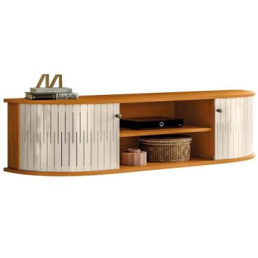 Imagem de Rack Suspenso Para Sala TV 60 Pol Orgânico Turim M07 Cinamomo Off Whit