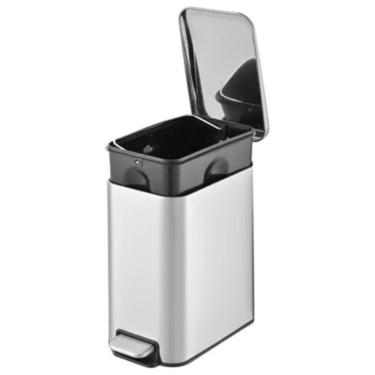 Imagem de Lixeira De Inox 5l Retangular Com Pedal E Balde Interno Para Banheiro E Escritório 