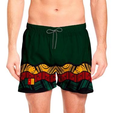 Imagem de Short Estampado Copa Camarões Esportivo Curto Academia Praia-Masculino