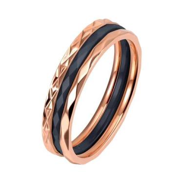 Imagem de Anel De Cerâmica Em Aço Titânio Rose Gold Para Mulheres, Joias De Casa