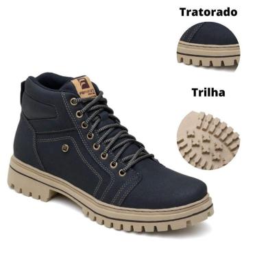Imagem de Bota Masculina em Couro Confortável Coturno Casual Resistente-Masculino