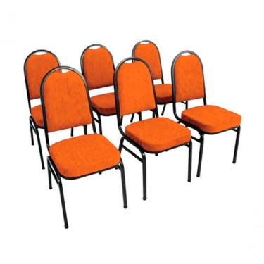 Imagem de Kit Com 6 Cadeiras Para Auditórios Linha Hotel Laranja