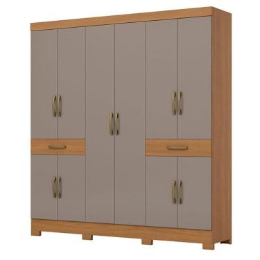 Imagem de Guarda Roupa Casal 10 Portas 02 Gavetas B384 Cinamomo Avelã - Henn - Briz