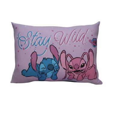 Imagem de Fronha Avulsa Disney Stitch e Angel Malha 100% Algodão 48cmx68cm 01 Peça Branco Portallar