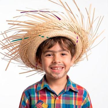 Imagem de Chapéu Festa Junina pra Criança Infantil De Palha Desfiado pra Fantasi