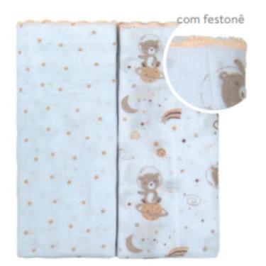Imagem de TOALHA FRALDA BUBLIM PETIT URSO ESPAÇO BEGE - 2 Unidades - INCOMFRAL