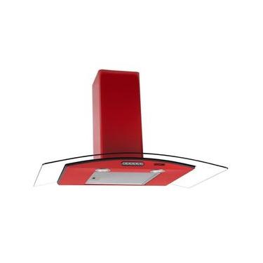 Imagem de Coifa de Parede Fogatti Vidro Curvo Slim 90cm Vidro Temperado com LED Vermelho 110V
