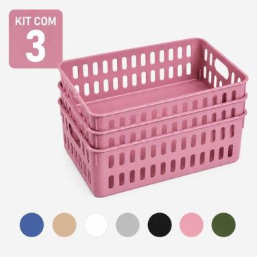 Imagem de Cesto Decorativo Caixa Organizadora Pequena - Kit Com 3 Organizador Co
