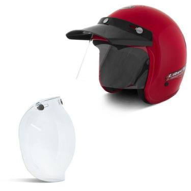 Imagem de Capacete Compact + Viseira Bubble - PRO TORK, VERMELHO, 56