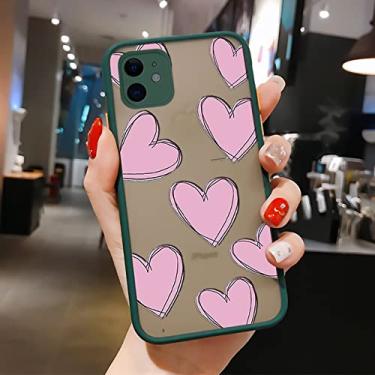 Imagem de Capa para celular Love Pattern para Samsung Galaxy S10 S20 S21 S9 S8 A22 A03 Plus Lite 5G Capa para telefone fosco com armadura à prova de choque, verde escuro, GYKJAA376, para S20