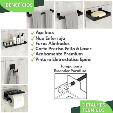 Imagem de Kit Acessórios Para Banheiro Preto Fosco 6 Peças Elg