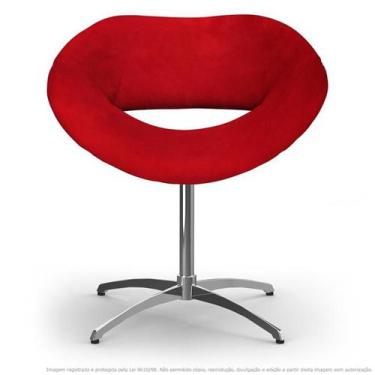 Imagem de Cadeira Beijo Vermelha Poltrona Decorativa Com Base Giratória - Clefat