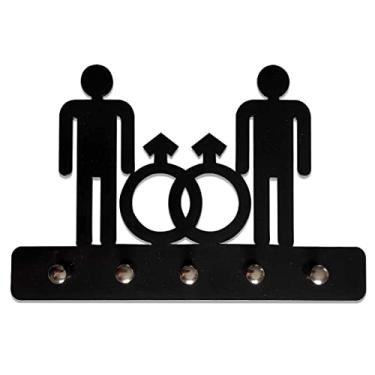 Imagem de Porta Chaves Casal Gay Decoração Criativa cor:Preto