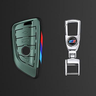 Imagem de CSHU Porta-chaves do carro capa porta-chaves Porta-chaves com anel, adequado para BMW 2 3 5 7 Série 6GT X1 X3 X5 X6 F45 F46 G20 G30 G32 G11 G12 F48 G01 F15 F85 F16 F86, fivela verde